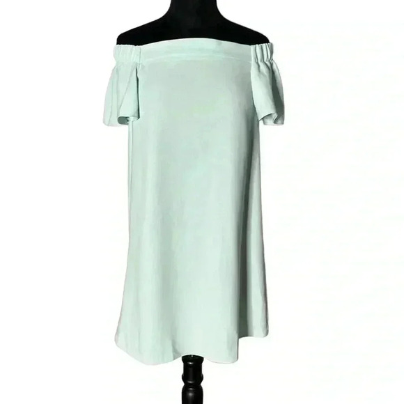 Topshop Off The Shoulder Mint Midi Flutter Sleeve Dress NWT Size 4 - Picture 2 of 7